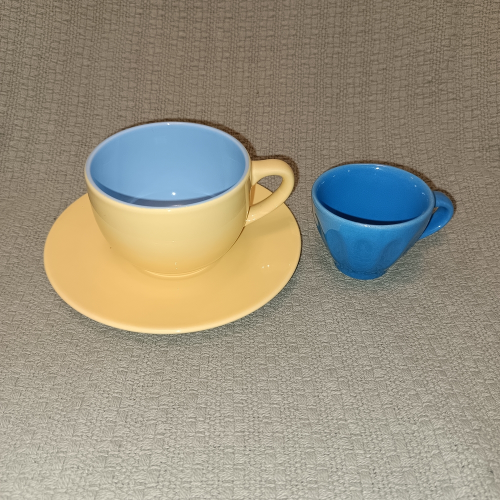 Pagnossin Treviso RARE Color Combo Cup & Saucer Made In Italy+FREE Demitasse Cup